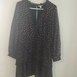 Long Sleeve black dress with floral and lace details